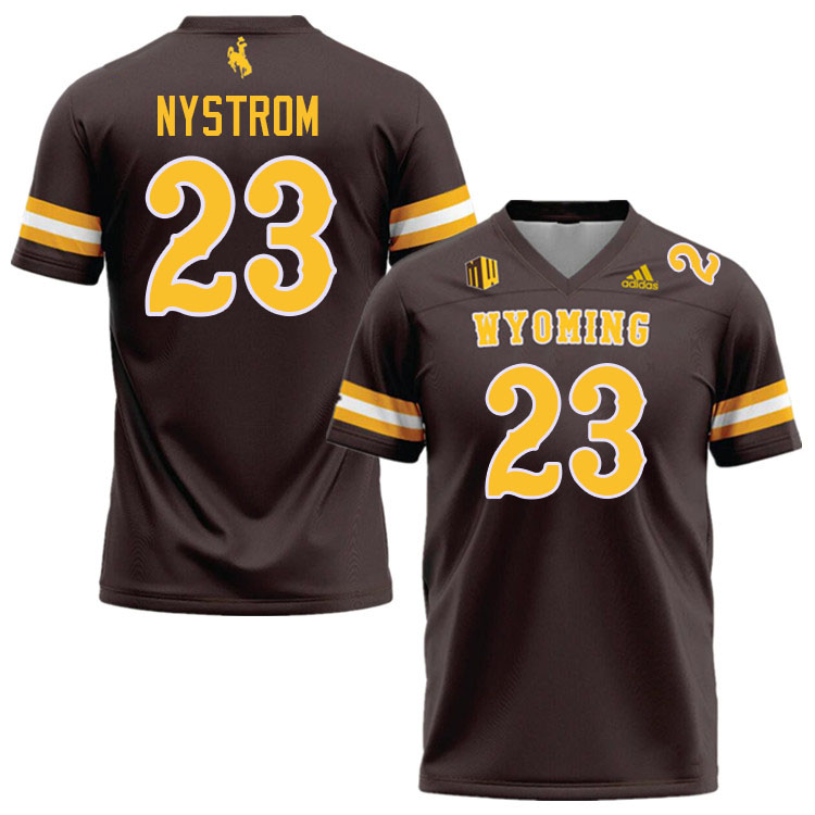 Wyoming Cowboys #23 Tyler Nystrom College Football Jerseys Stitched-Brown